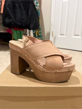 Vince Camuto Jeneyva Suede Slingback Platform Sandals